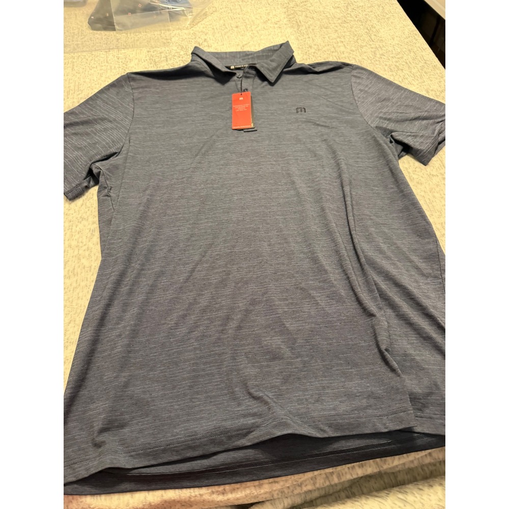 TravisMathew The Heater Polo Shirt Men's XXL Heathered Blue Golf Athletic